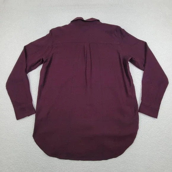 Athleta Shirt Womens Small Purple Cassis Heat-Tech Flannel Long Sleeve Plaid Top - Picture 9 of 9
